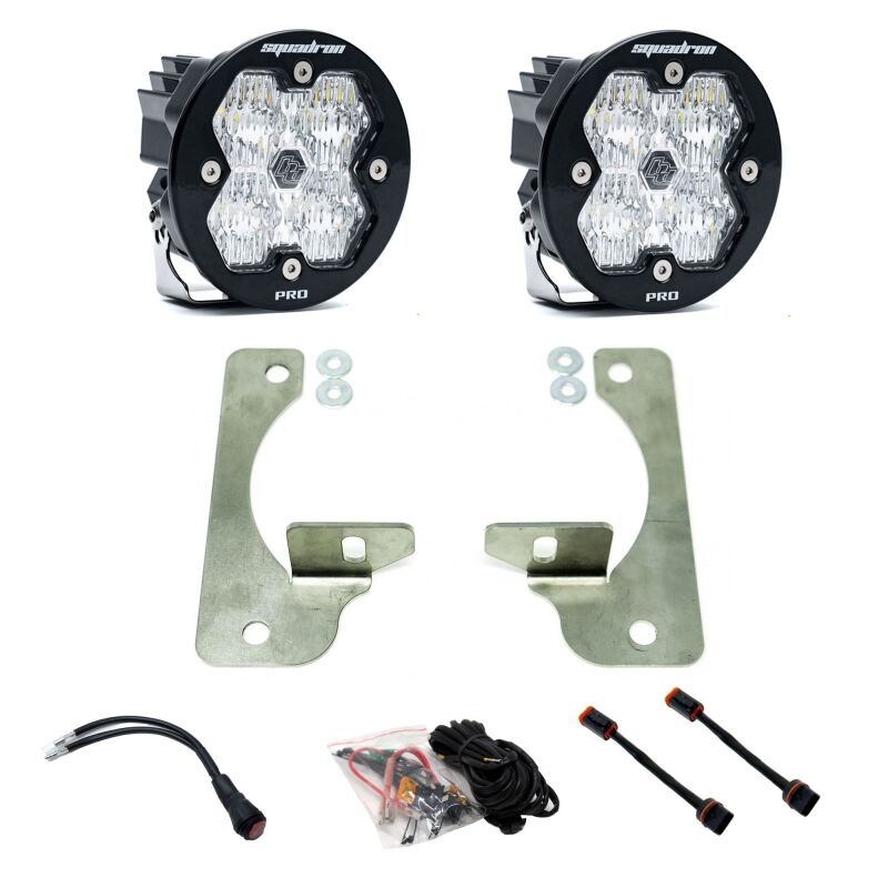 Jeep Wrangler JL Fog Light Pocket Kit - Baja Designs - Squadron-R Sport 2.0 - Clear - `18-`25
